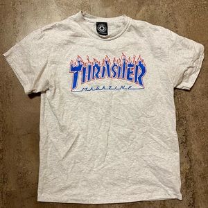 Grey Thrasher Tshirt with Flames Size Medium